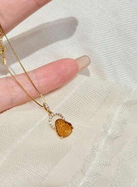 2026新款天然血珀弥勒佛吊坠s925银项链小众精致简约高级锁骨链