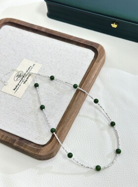 2026新款新中式s925纯银碧玉满天星碎银子项链女显白高级感锁骨链