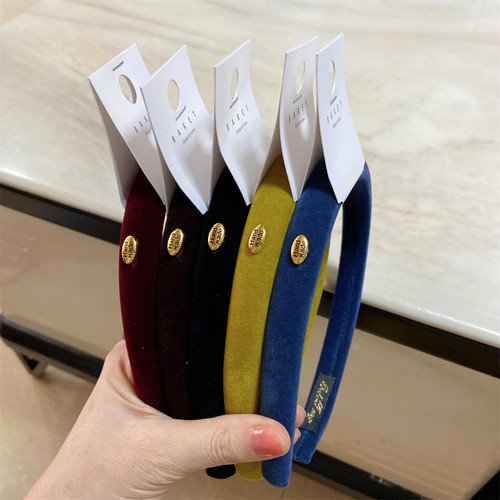 韩国东大门baket代购秋冬丝绒布海绵高颅顶窄款发箍压发卡头箍