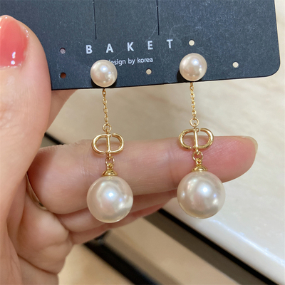 韩国进口珍珠耳环黄铜电镀k金