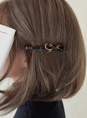 韩国进口醋酸豹纹蝴蝶结侧边夹刘海夹 creation france金标弹簧夹