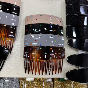 新款韩国东大门轻奢彩钻发梳气质倒插梳发簪碎发刘海发饰发卡