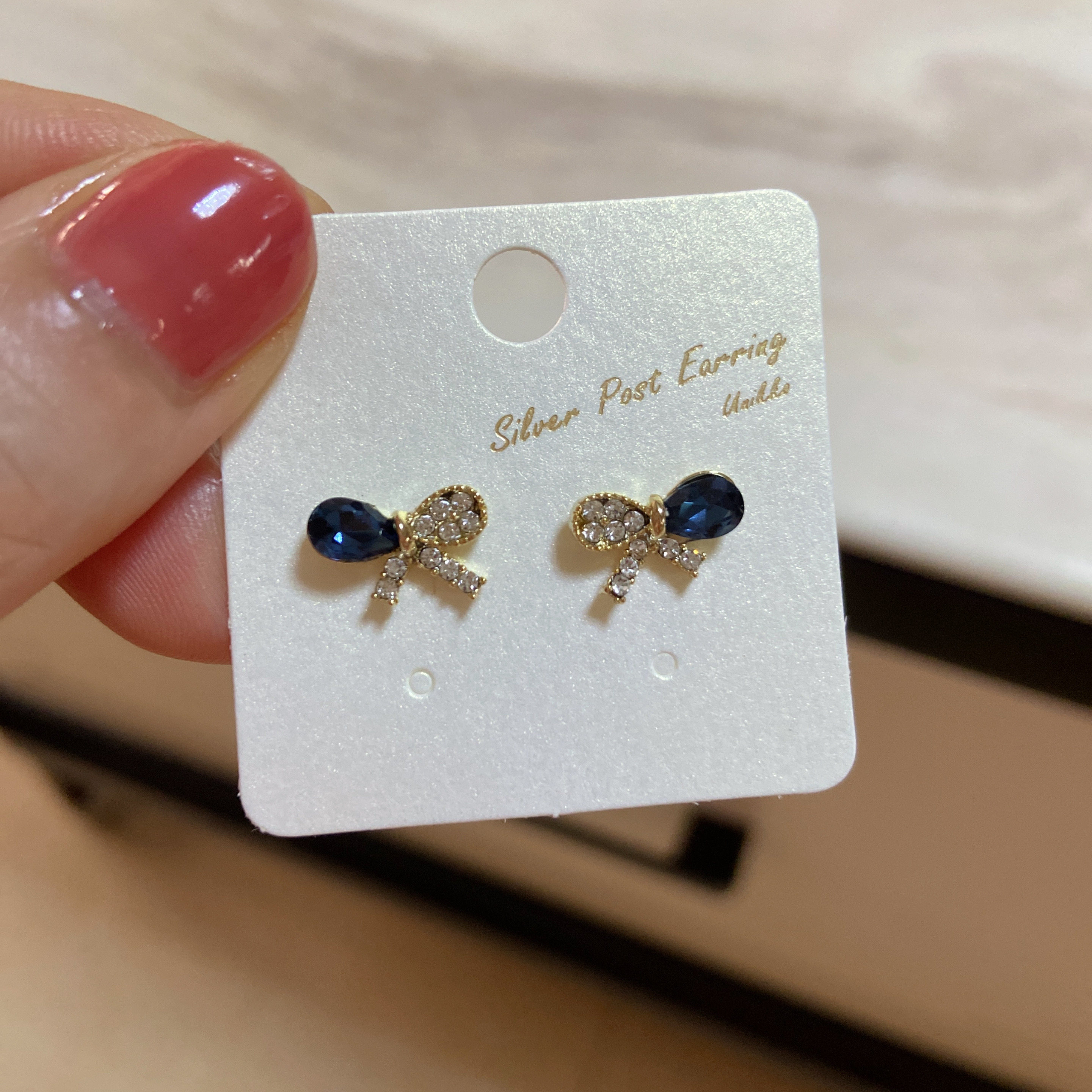2026韩国东大门代购耳饰闪亮水钻蝴蝶结耳钉甜美精致S925银针耳环