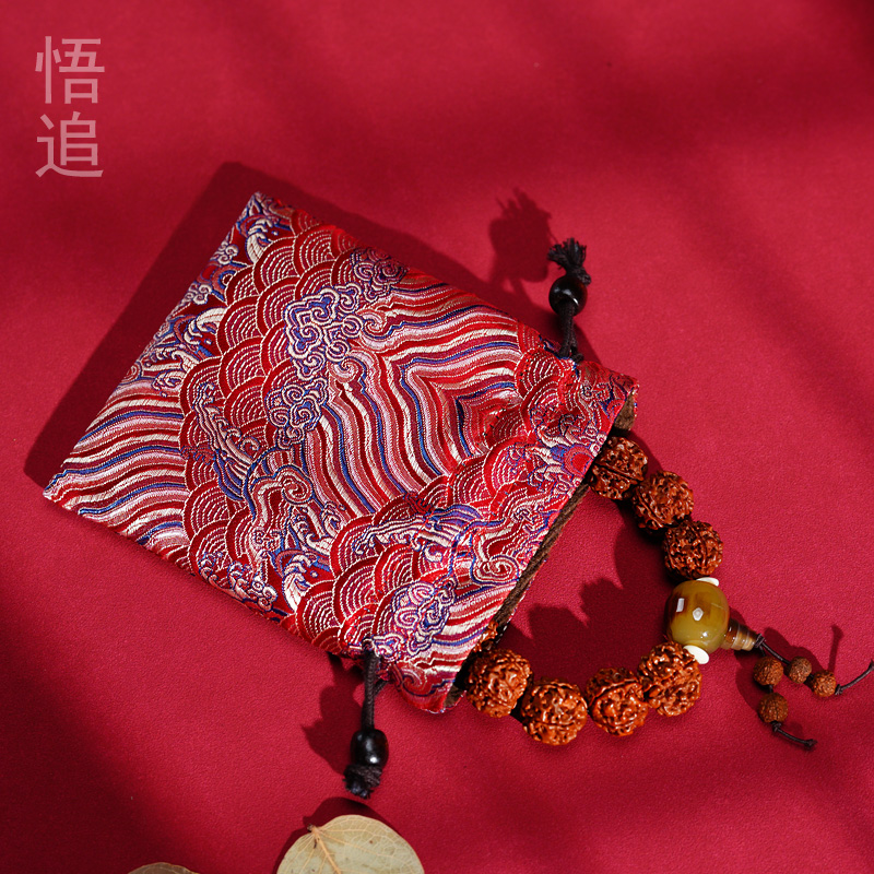 悟追文玩盘玩袋珠宝首饰包装福袋刺绣加绒茶杯收纳布袋子束口抽绳