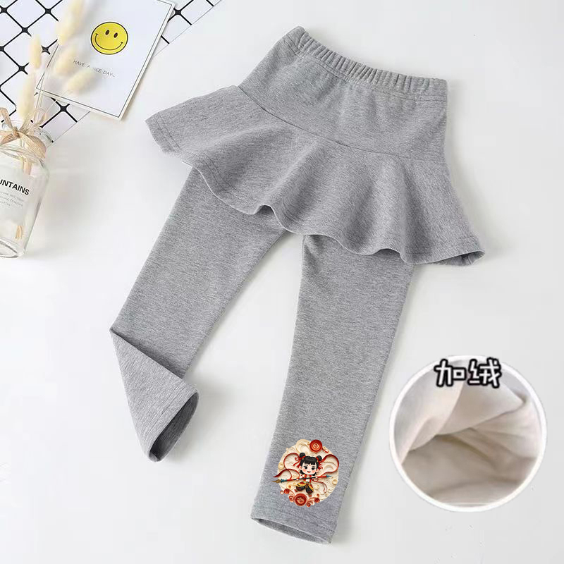 女童打底裤裤裙秋冬款儿童裙裤假两件中小童洋气外穿加绒女孩裤子