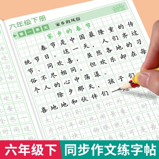 2026新版 六年级下册同步作文字帖 小学生专用字帖六年级下册语文同步字帖每日一练好词好句优美句子积累练习钢笔硬笔书法练字本