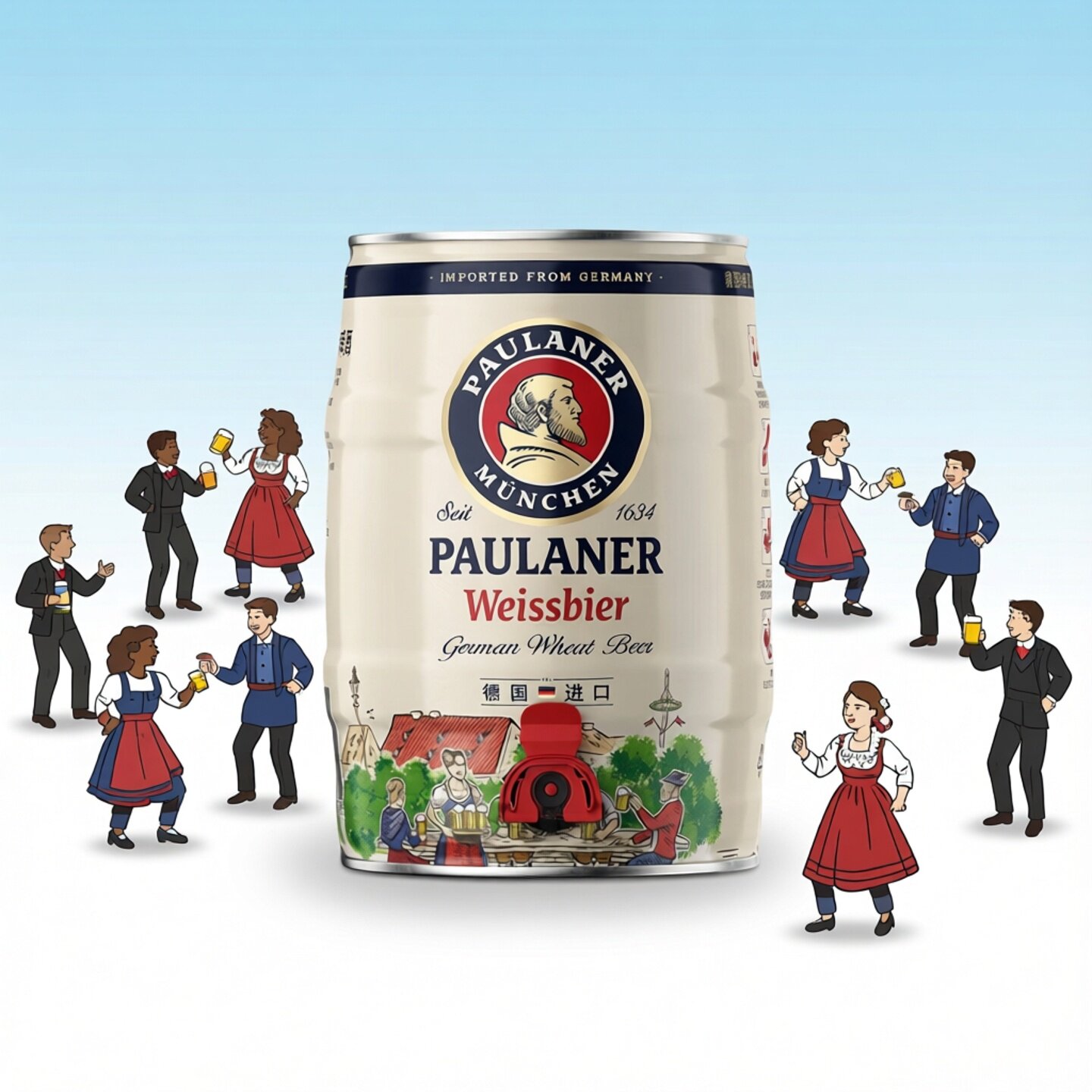 德国进口柏龙啤酒保拉纳黑啤酒柏龙小麦白啤拜仁5L桶装HB皇小麦白