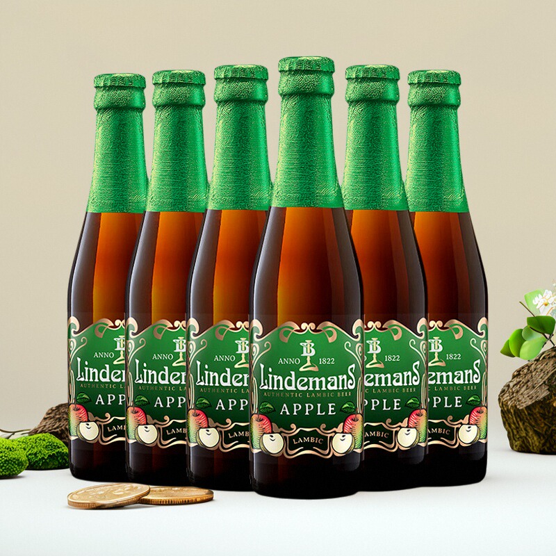 6瓶  比利时原装进口啤酒 Lindemans Apple林德曼苹果味啤酒250ml