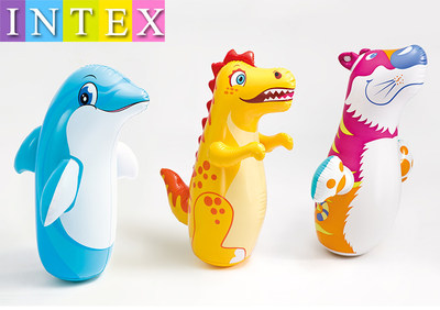 正品INTEX充气不倒翁动物造型儿童发泄拳击沙袋玩具加厚充气玩具