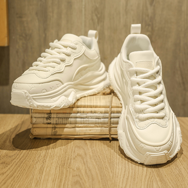 秋冬男鞋白色老爹鞋男款厚底增高
