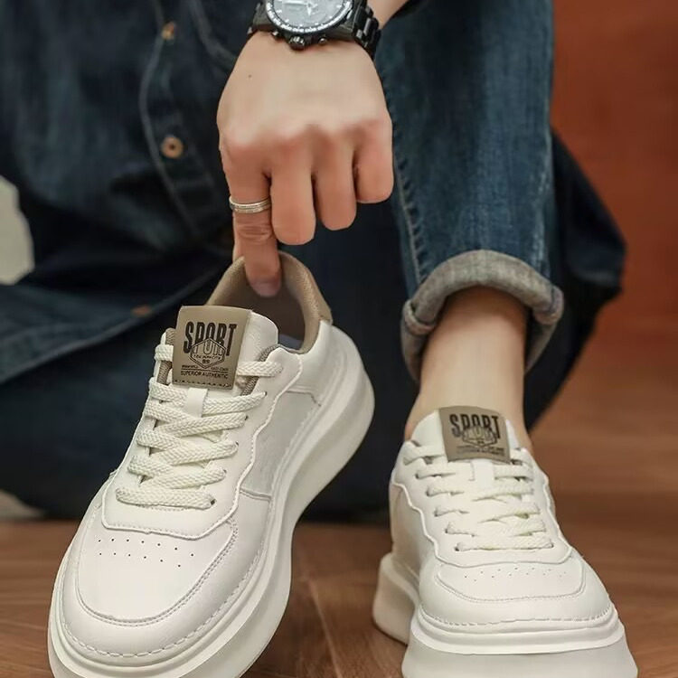 潮牌男鞋夏季2025新款厚底高级感男士休闲板鞋百搭潮鞋男款小白鞋