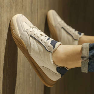 2025新款 真皮运动休闲小白板鞋 秋季 子男士 皮面厚底阿甘德训鞋 男鞋