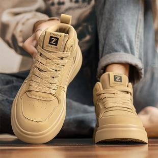 中帮男鞋秋冬款运动休闲鞋子潮鞋潮牌高帮男士板鞋厚底空军aj一号