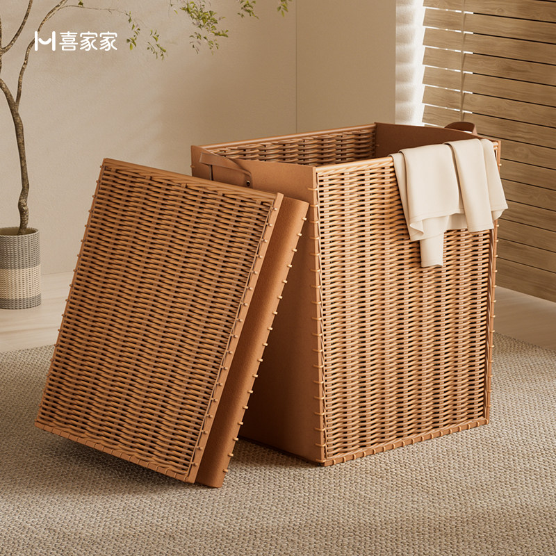 日式藤编脏衣篮家用可折叠大容量毛毡收纳筐结实耐用储物箱收纳篮,收纳整理,脏衣篮,淘宝优惠券,粉丝福利购,淘宝优惠卷
