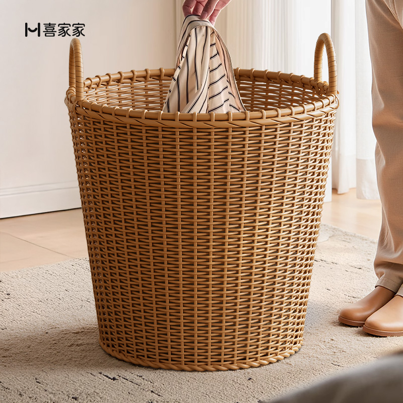 脏衣篮藤编有盖洗衣篮脏衣篓家用脏衣服收纳筐编织框火锅店衣物桶