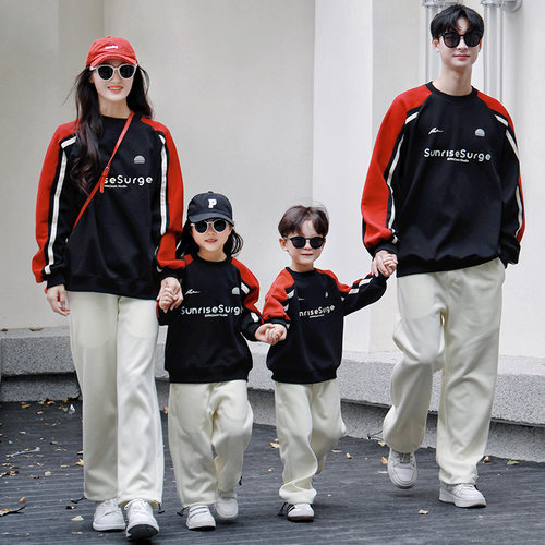 休闲亲子装一家三口四口潮家庭装