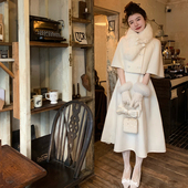 背心裙套装 渔小平 富家千金感双面呢斗篷外套 无袖 我 大小姐