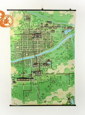 秦咸阳城 历史文创地图 手绘地图 挂画 80X120cm