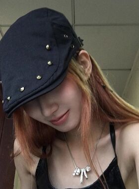 复古铆钉前进帽女春夏季