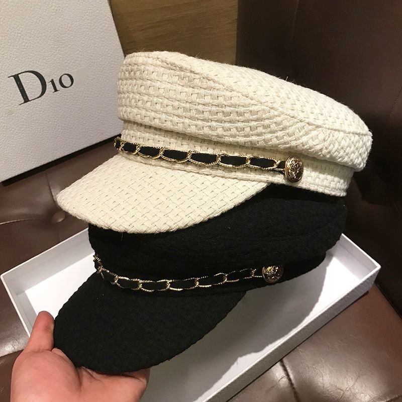 英伦名媛平顶画家帽子女秋冬复古时尚鸭舌帽八角贝雷帽海军鸭舌帽