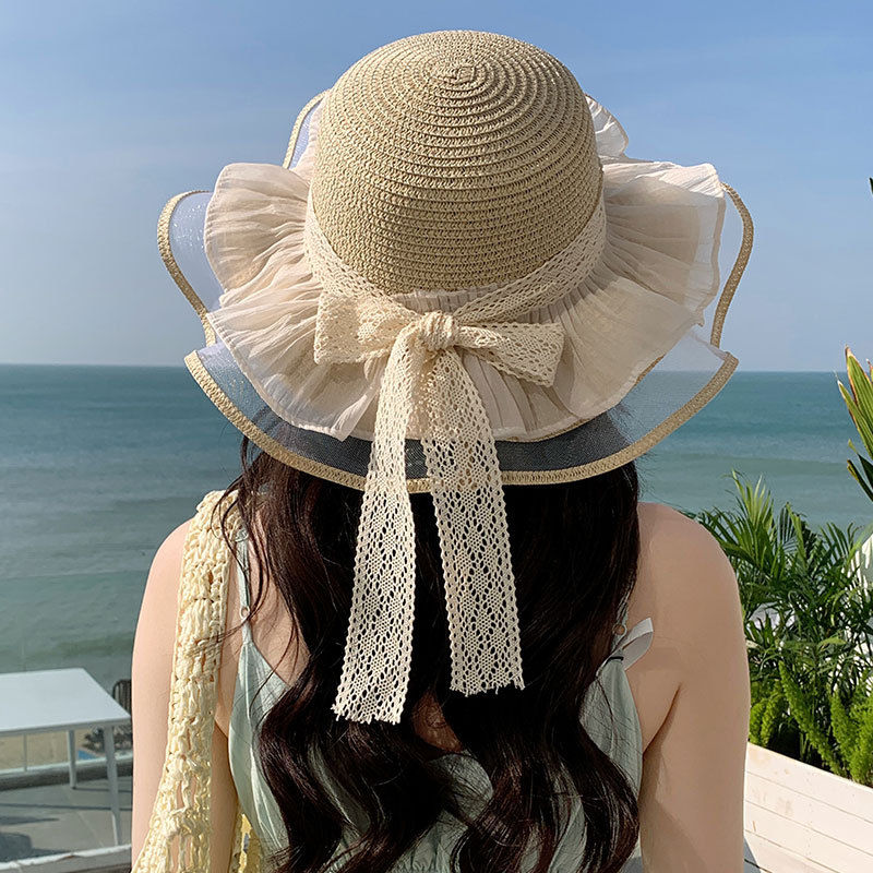沙滩帽子女新款夏季遮阳帽时尚百搭出游海边太阳帽草帽遮阳防晒帽