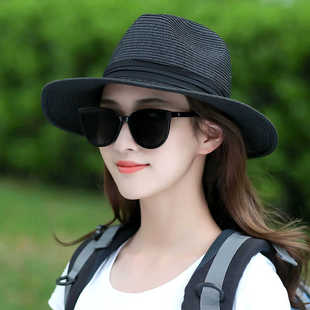 巴拿马帽子女春夏季防晒出游草帽休闲时尚百搭沙滩遮阳帽太阳帽
