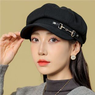 八角帽子女士时尚百搭秋冬复古英伦画家帽韩版时尚网红百搭报童帽