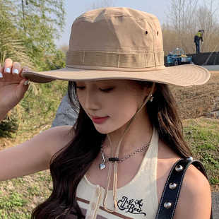 登山帽子女春夏秋季休闲渔夫帽户外防晒出游百搭旅游遮阳帽钓鱼帽