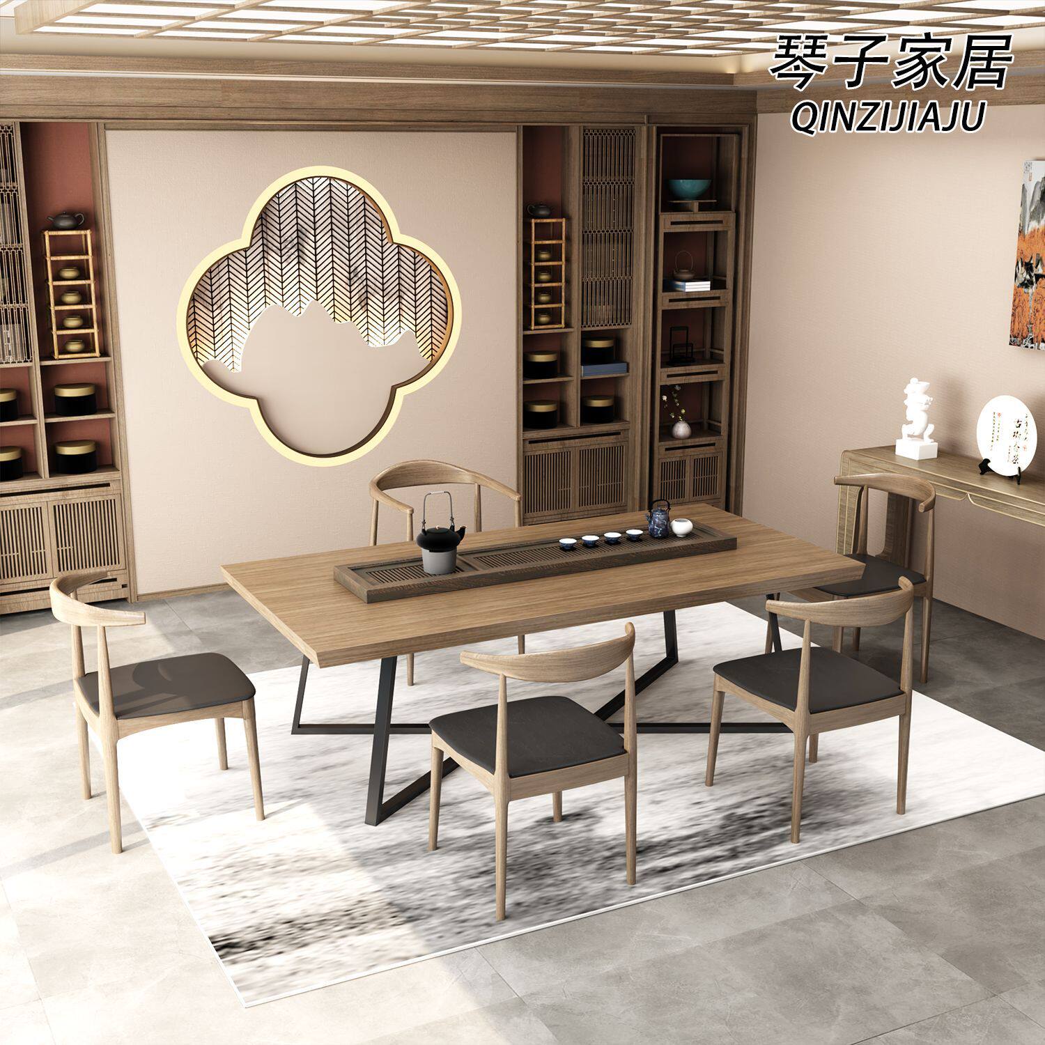 实木木泡茶桌功夫组合简约现代