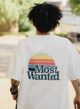 MostwantedLab四周年彩虹印花宽松落肩短袖情侣潮牌t恤新疆棉MWTD