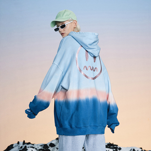 BEASTER小恶魔鬼脸卫衣连帽情侣装扎染2023秋冬新款国潮男外套