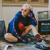 BEASTER 23FW潮牌嘻哈连帽串标卫衣复古运动外套情侣帽衫 ins男女