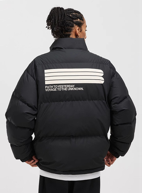 BONELESS轻暖国标90安心绒羽绒服冬季高街保暖外套白鸭绒面包服男