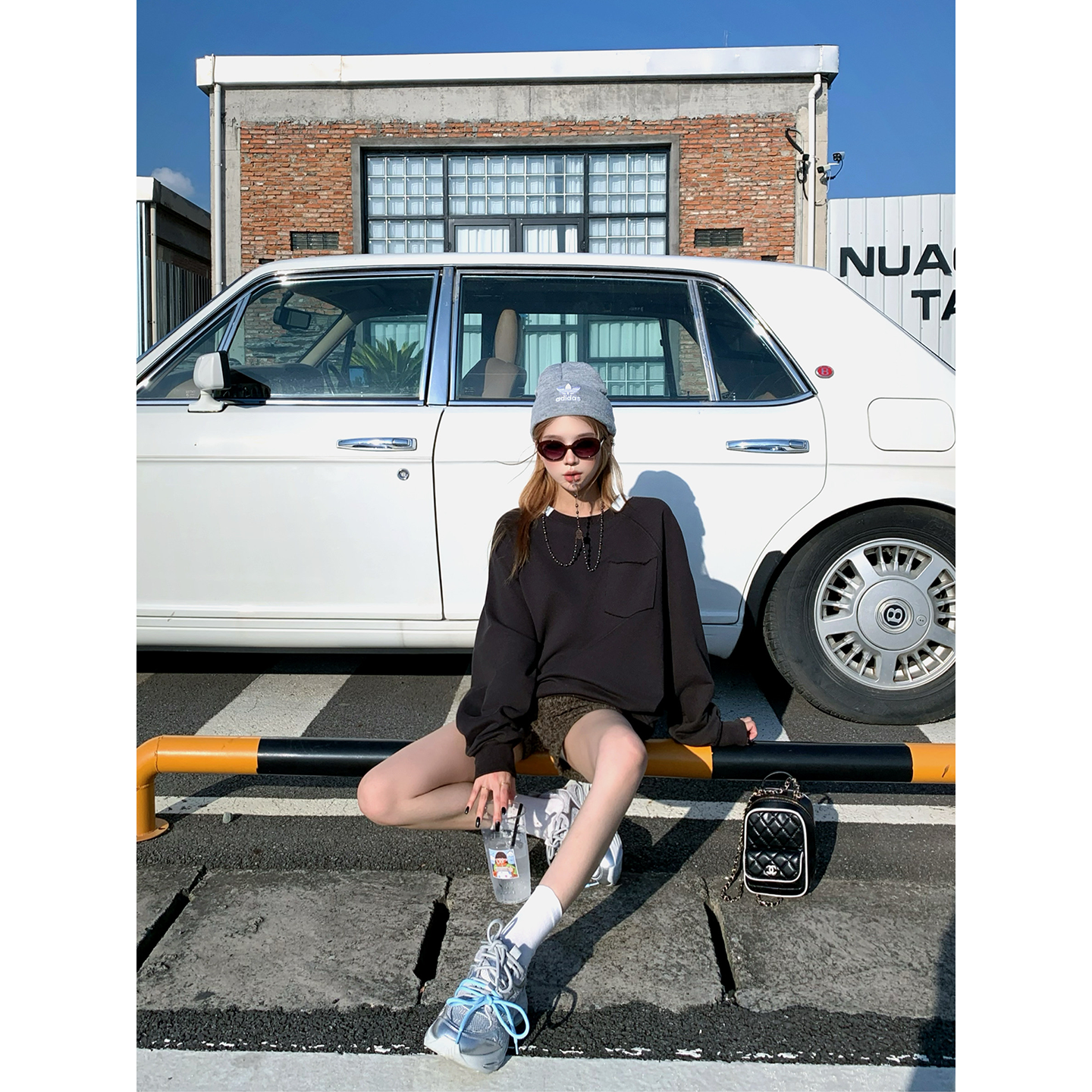 CAFE ROSE 复古宽松休闲印花圆领套头长袖卫衣女秋冬新款百搭上衣