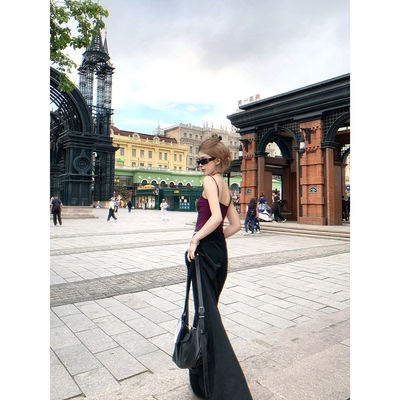 CAFE ROSE 蕾丝花边拼接低腰西装裤女夏季新款休闲裤直筒百搭长裤