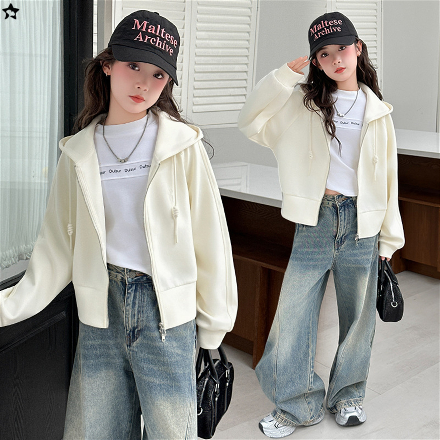 中大童棉质卫衣外套春秋季2025新款韩版宽松连帽休闲运动时尚上衣