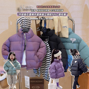 中大童棉服2025冬季新款男女童纯色面包服短款外套宝宝保暖棉衣潮