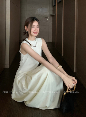 Best U简约气质花苞半身裙女夏季新款休闲百搭长裙时尚纯色裙子