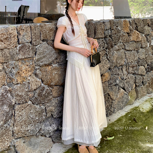 新款 禅意不规则半身裙女夏季 清冷感气质长裙大摆裙子 U新中式 Best