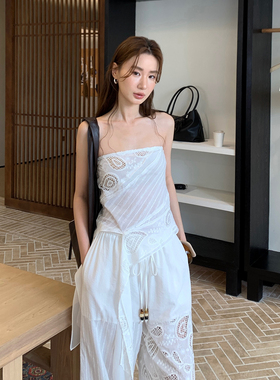 TCCW设计感镂空拼接抹胸背心女夏季新款Best U小众显瘦修身上衣