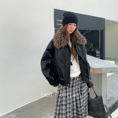 TCCW皮衣女短款机车夹克新款外套