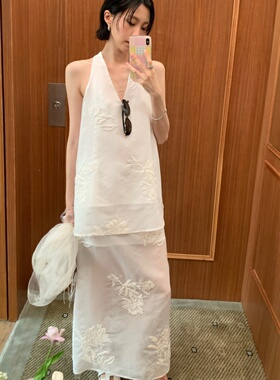 TCCW刺绣半身裙女夏季新款新中式优雅气质绣花长裙小众百搭裙子