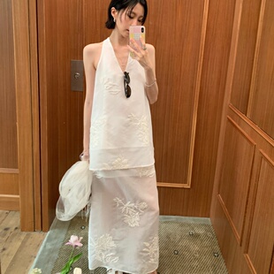 TCCW刺绣半身裙女夏季新款新中式优雅气质绣花长裙小众百搭裙子