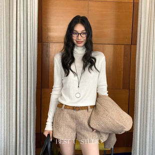 TCCW百搭高领打底衫女秋冬新款Best U修身弹力显瘦针织衫毛衣上衣