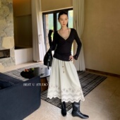 Best TCCW波嬉风麂皮绒烧花半身裙女秋季 新款 U复古长裙显瘦裙子