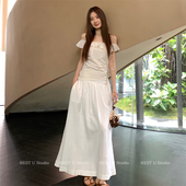 新款 Best U简约白色半身裙女夏季 高腰长裙a字显瘦百搭气质裙子女