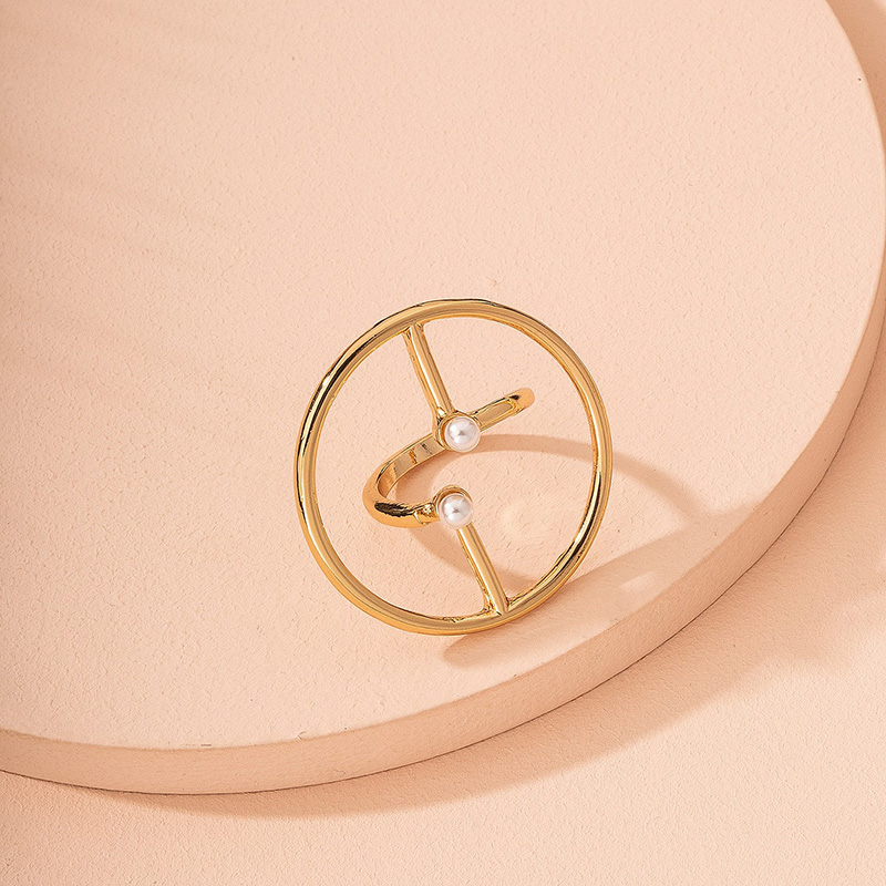 欧美外贸气质时尚简约几何合金女款戒指个性百搭潮流网红珍珠指环