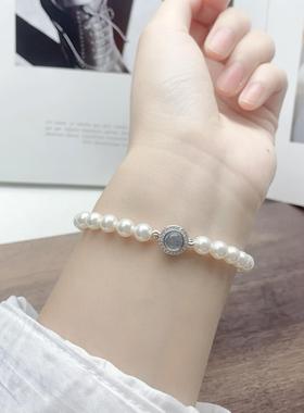 天然海蓝宝925纯银手链女生轻奢小众精致法式礼物