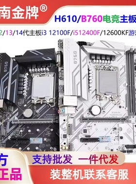 华南金牌H610/B760主板CPU套装i3 12100/i512400F/12600KF/13400F