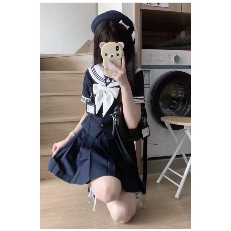 学院风jk制服水手服套装女穿搭一整套基础款小时夏衬衫JK裙一整套图片